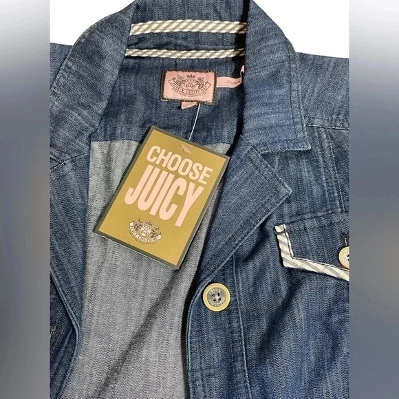 Juicy Couture Roll Up Cuffs Y2K Cropped  Jean Jacket Size Small - Picture 5 of 13